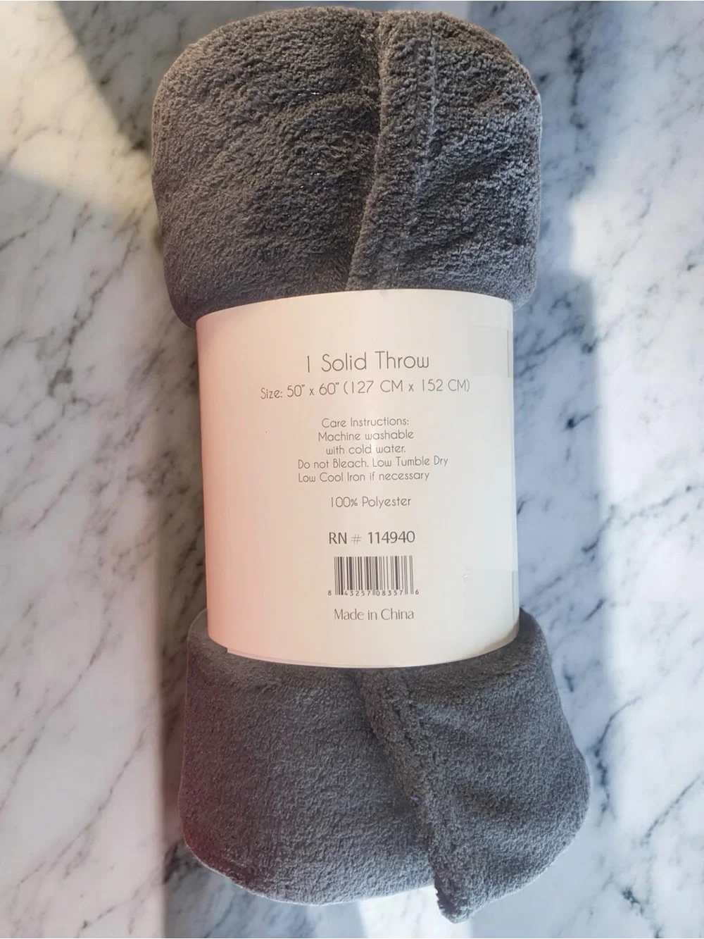 Cozy Plush Collection Solid Gray Throw